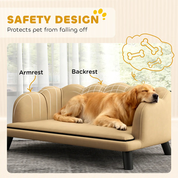 Luxury Champagne Dog Bed Sofa - Premium Pet Couch with Cushion
