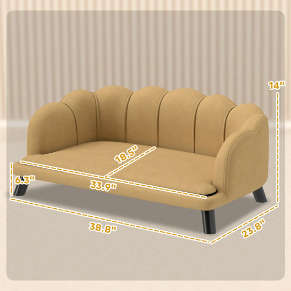 Luxury Champagne Dog Bed Sofa - Premium Pet Couch with Cushion