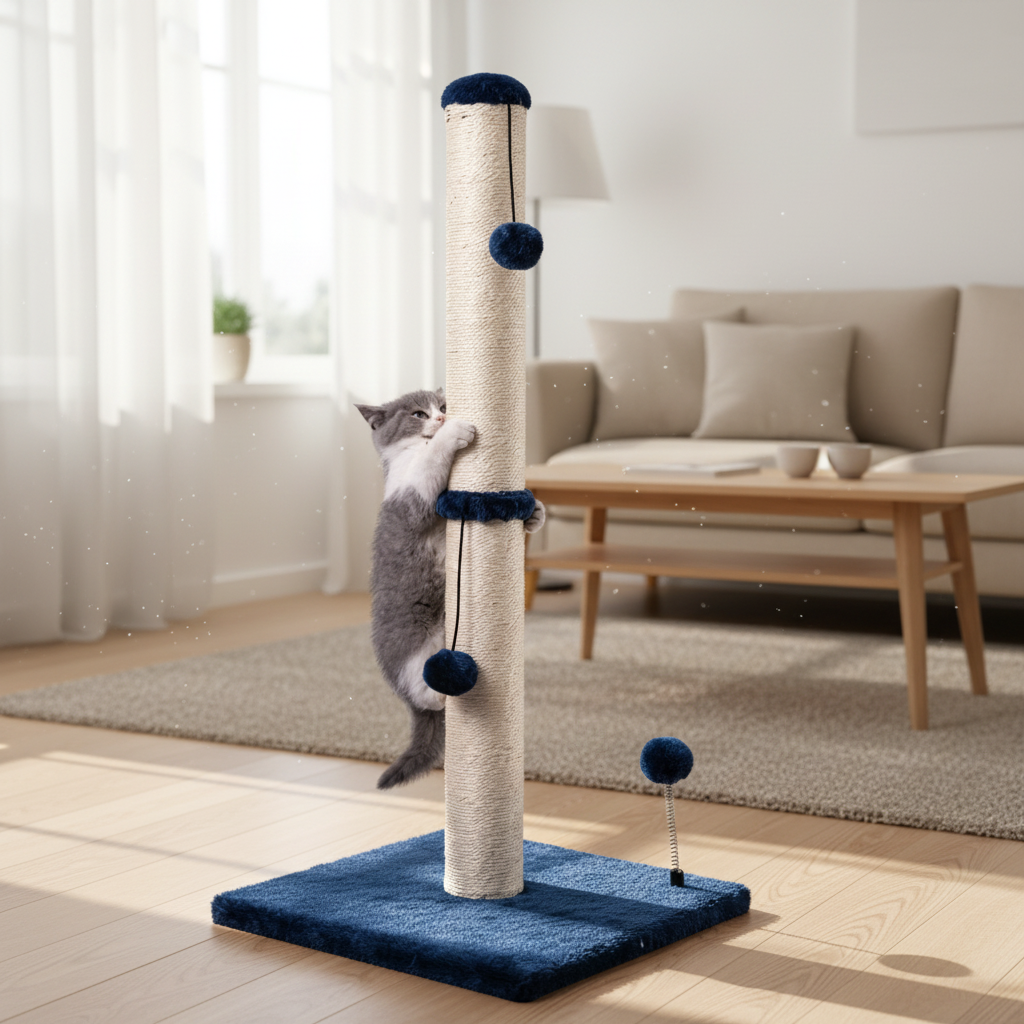 Navy Blue Scratching Post - Realistic